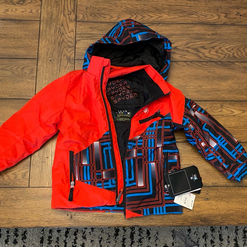 Spyder Youth Kids Boys Size 6 Full Zip Jacket Coat Red Detachable Hood